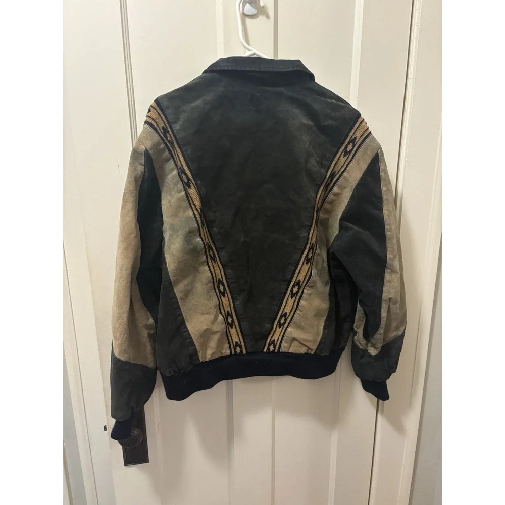 Scully Aztec L Leather Jacket Two-Toned Boar Suede Rodeo Men Black Tan - Picture 4 of 4